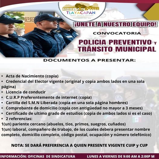 ❗Reclutamiento de policía preventivo y tránsito municipal ❗